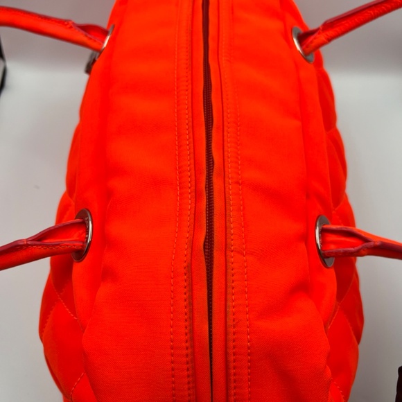 PRE-LOVE CHANEL PARIS BIARRITZ NEON ORANGE NYLON BOWLER BAG - Picture 10 of 16